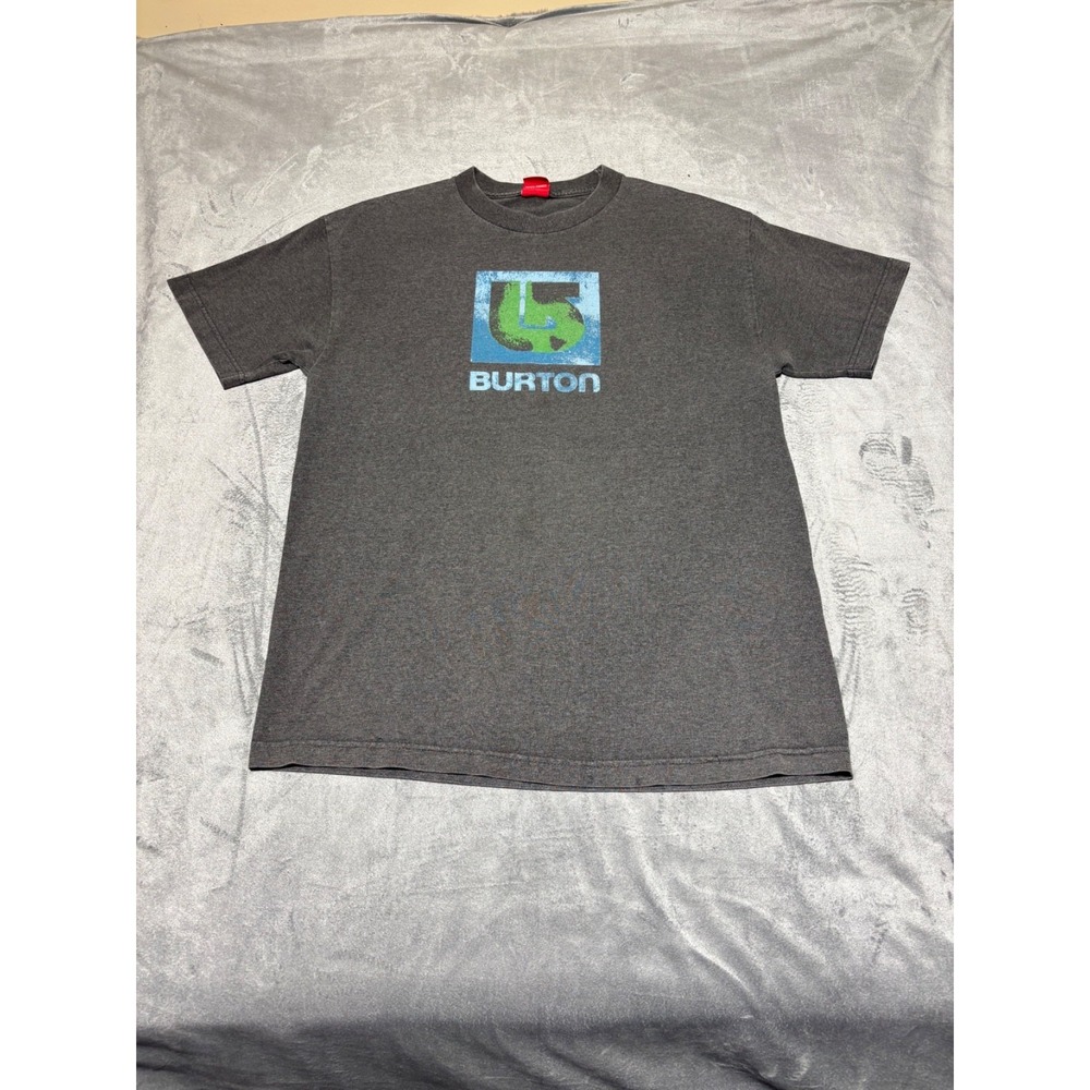 Burton Skateboard Mens Grey Short Sleeve Graphic Y2K Shirt Cut Tag L/XL